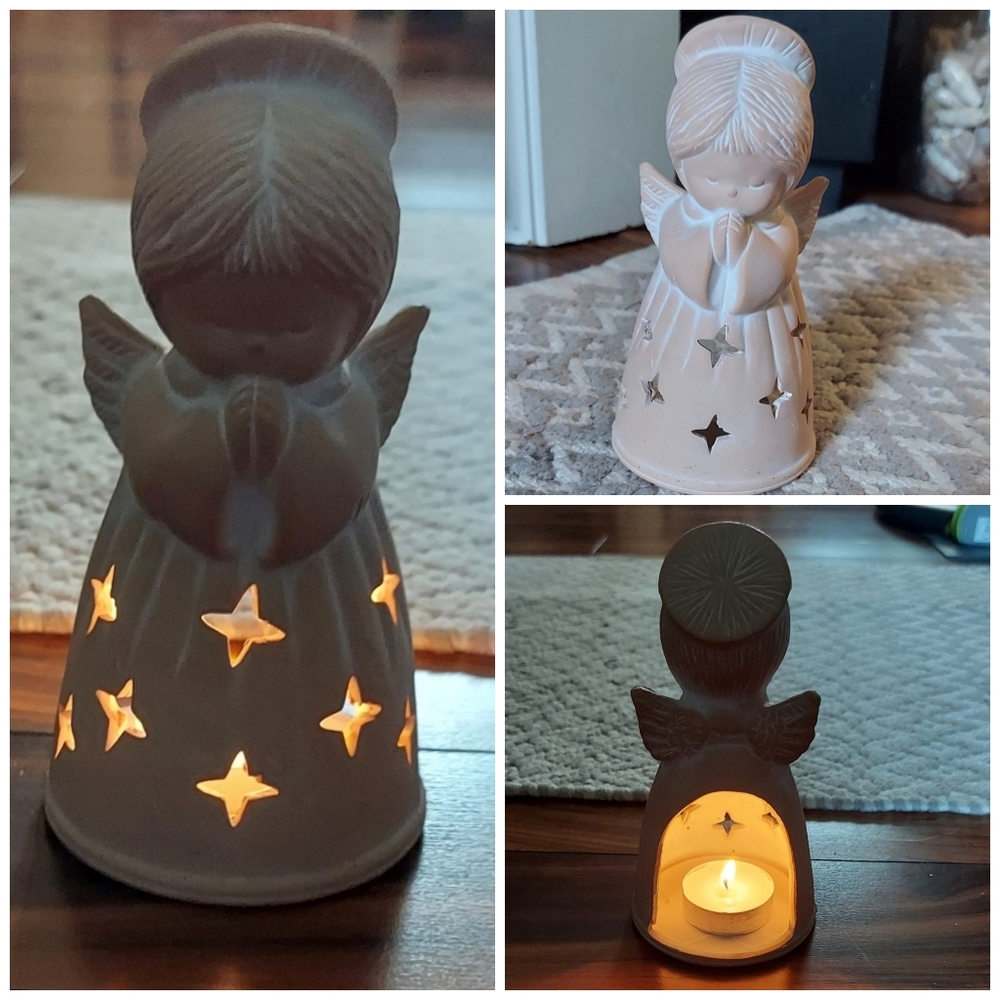 Vintage ceramic angel candle holder